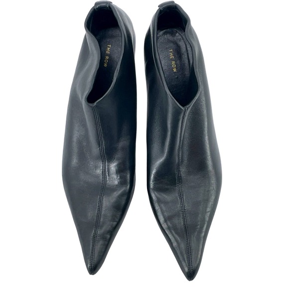 The Row Shoes - The Row Women Ankle Boots Pointed Toe Kitten Heel Black Leather Size40 EXCELLENT